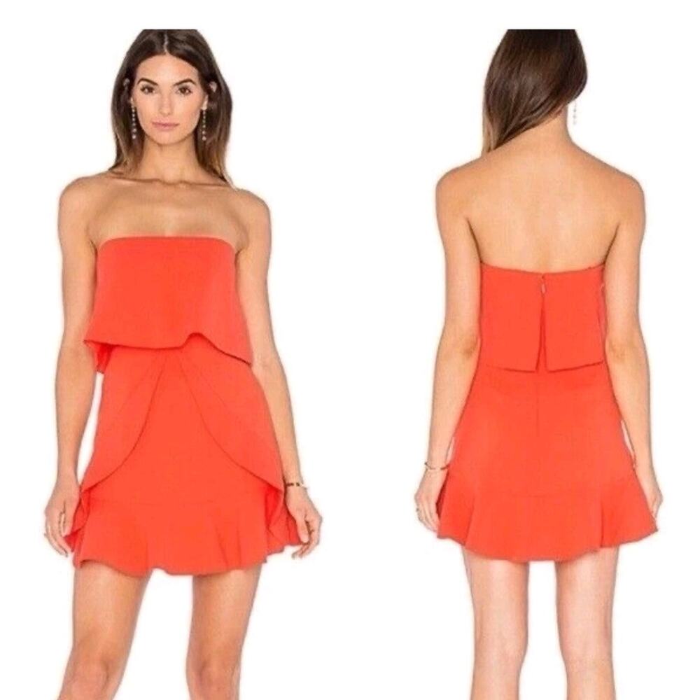Nwt Bcbg Maxazria Charlot Strapless Ruffle Short Dress Sz 2 Orig $298 Bright